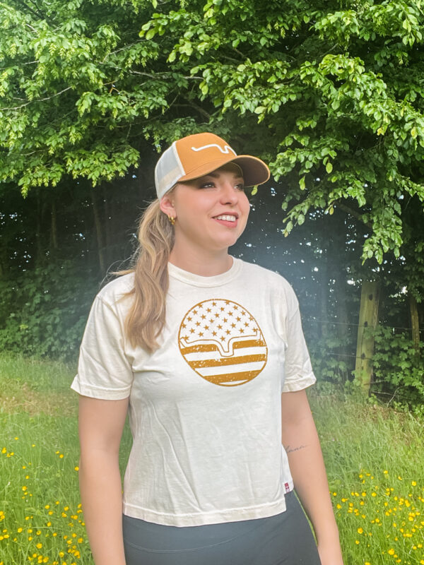 Ladies American Bullseye Crop
