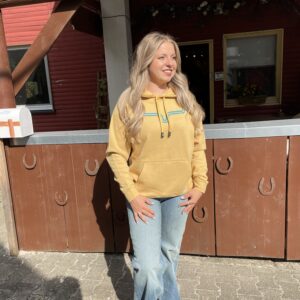 Kimes Ranch Hoodie in Gelb mit türkisem Horn auf der Brust