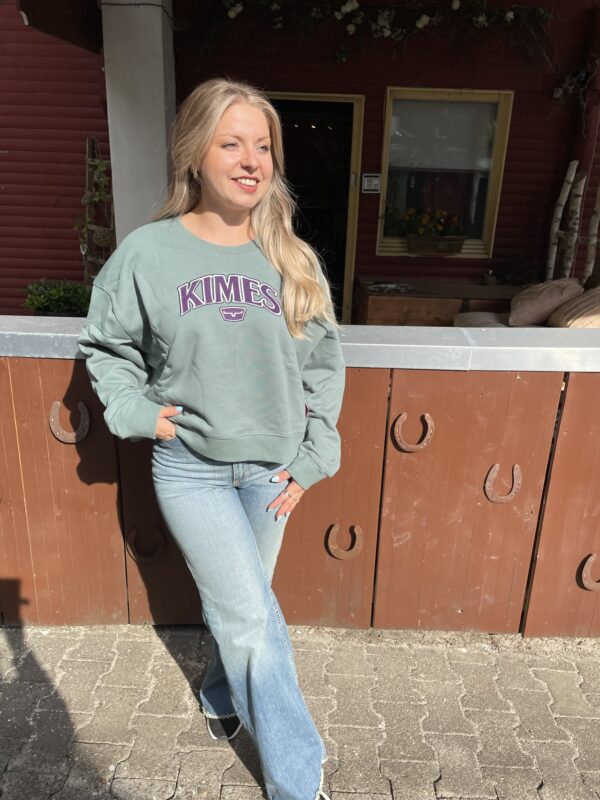 Kimes Ranch Pullover in Mint mit dunkel Lila Schriftzug "Kimes"